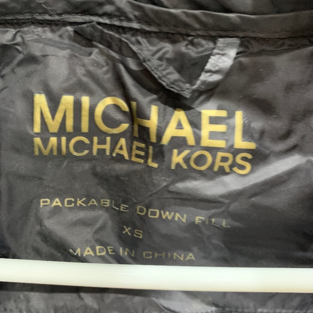 Michael Michael Kors Packable Down Puffer Jacket Gray Gold Hardware XS - Picture 2 of 3